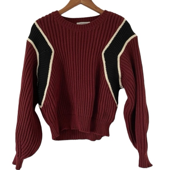 Frame Rib Cropped Ballon Sleeve Sweater Size S - Picture 9 of 15